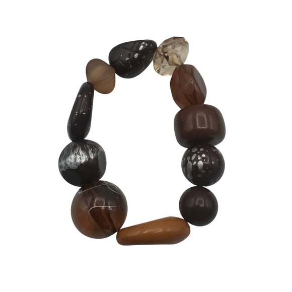 Chunky Shades of Brown Beaded Stretch Bracelet - Picture 5 of 5